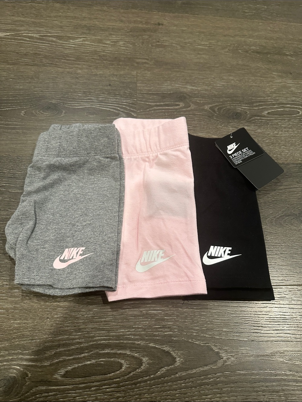 Nike Girls' Biker Shorts Set - Pink, Gray & Black